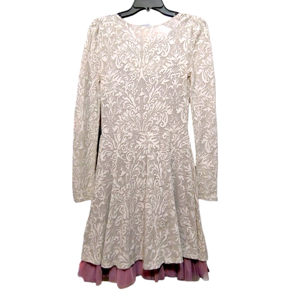 Free People Ivory Lace Long Sleeve Dress Purple Slip & Tulle Skirt Womens Size S - Picture 3 of 10